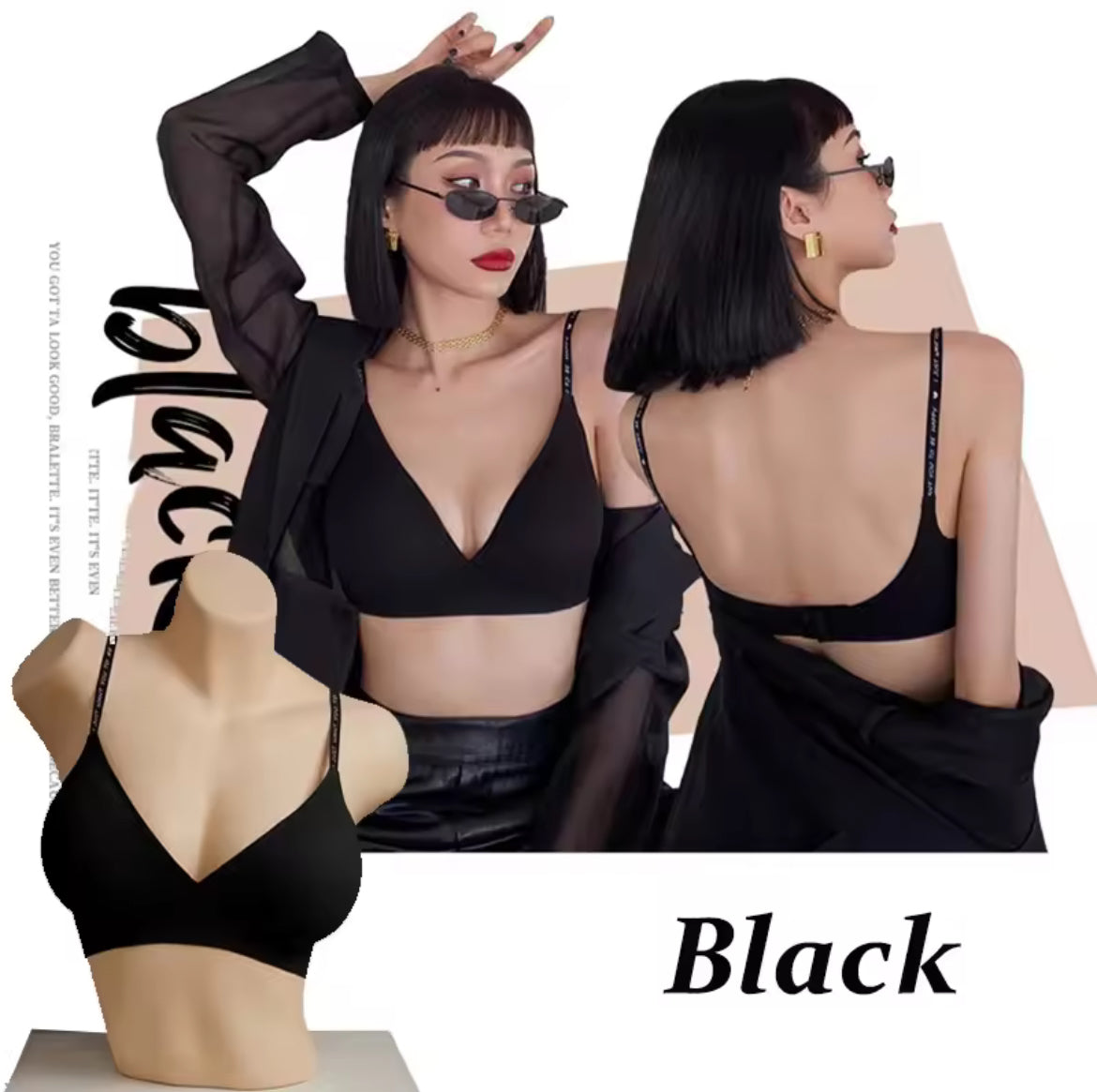 Women Sexy Seamless Bras Deep V Neck Bralette Sexy Lingerie Letter Strap Tops Push Up Underwear