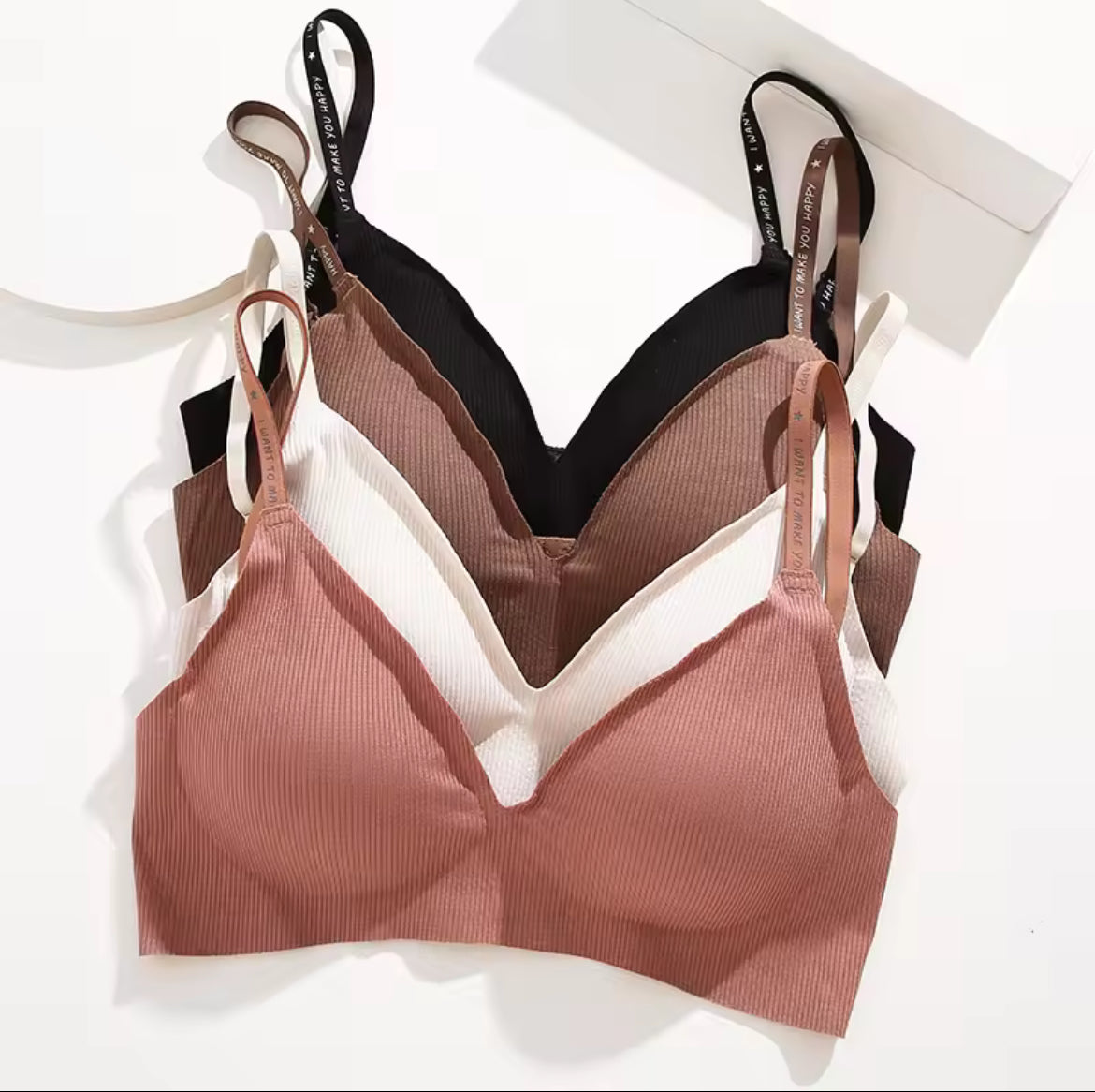Women Sexy Seamless Bras Deep V Neck Bralette Sexy Lingerie Letter Strap Tops Push Up Underwear