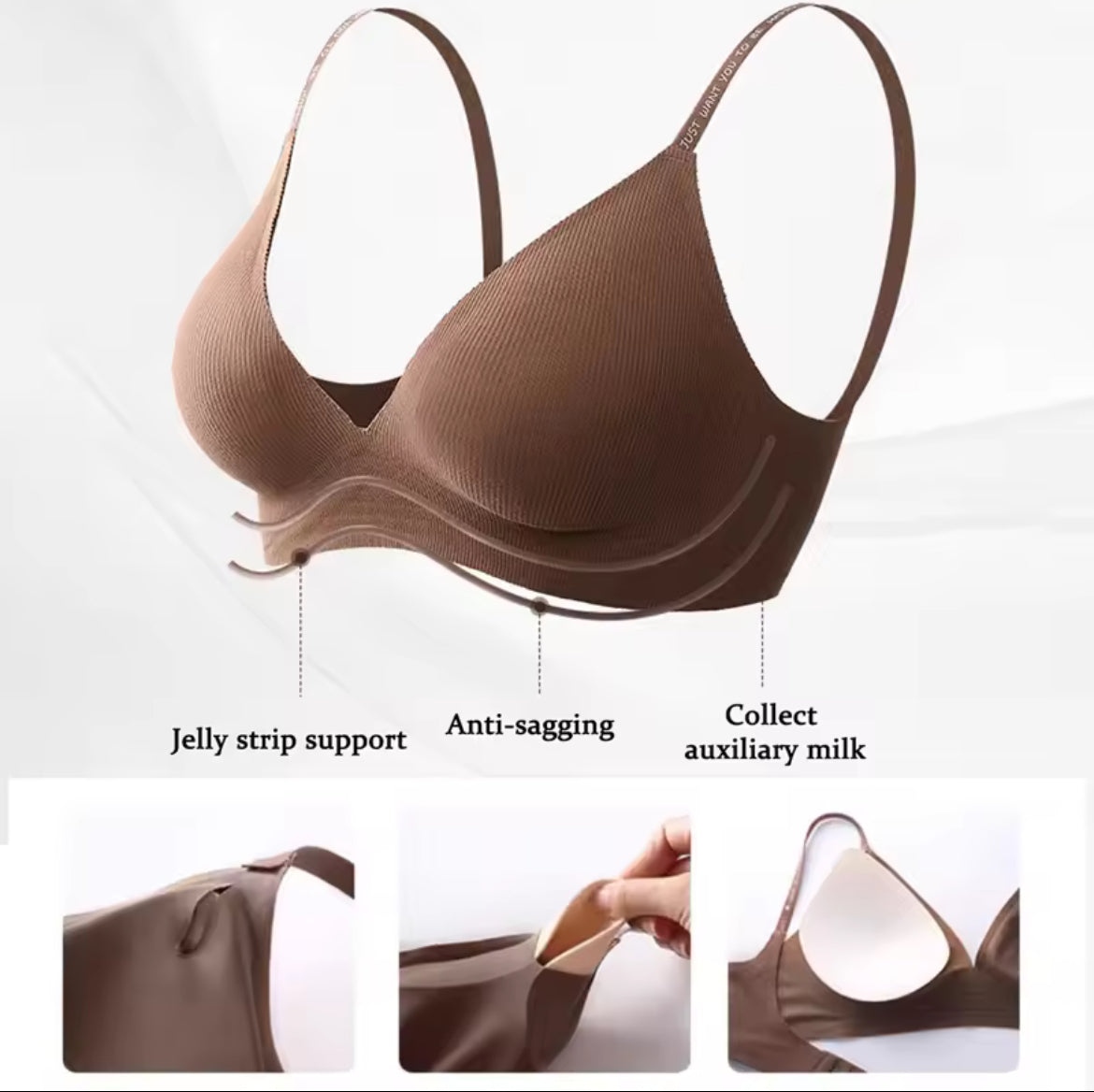 Women Sexy Seamless Bras Deep V Neck Bralette Sexy Lingerie Letter Strap Tops Push Up Underwear
