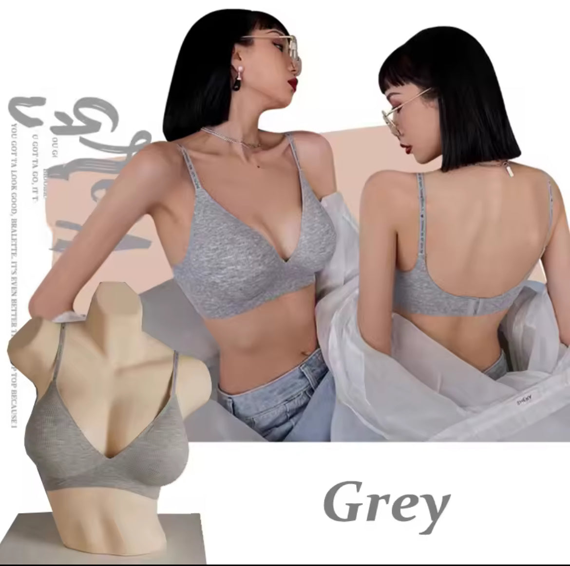 Women Sexy Seamless Bras Deep V Neck Bralette Sexy Lingerie Letter Strap Tops Push Up Underwear