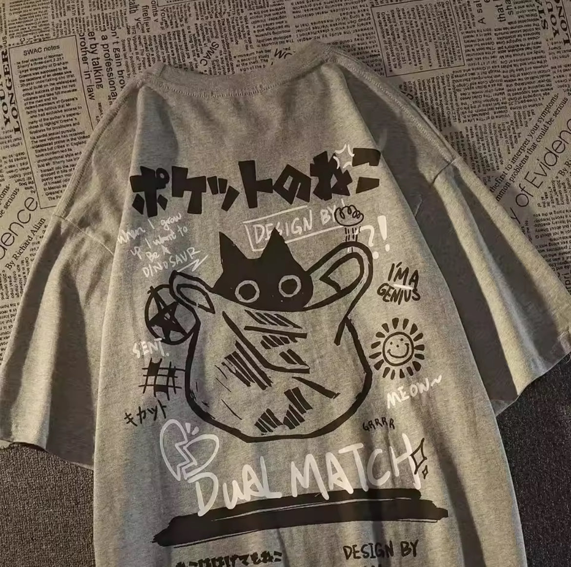 Summer Japanese Retro Pocket Cat Cartoon