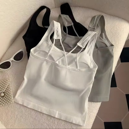 Sanrioed Hellokitty Fashion Women Clothing Y2K Tops with Breast Pad Cute T-Shirt Girl Summer Cropped Tops White Sexy Suspender