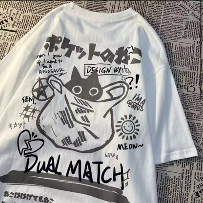 Summer Japanese Retro Pocket Cat Cartoon